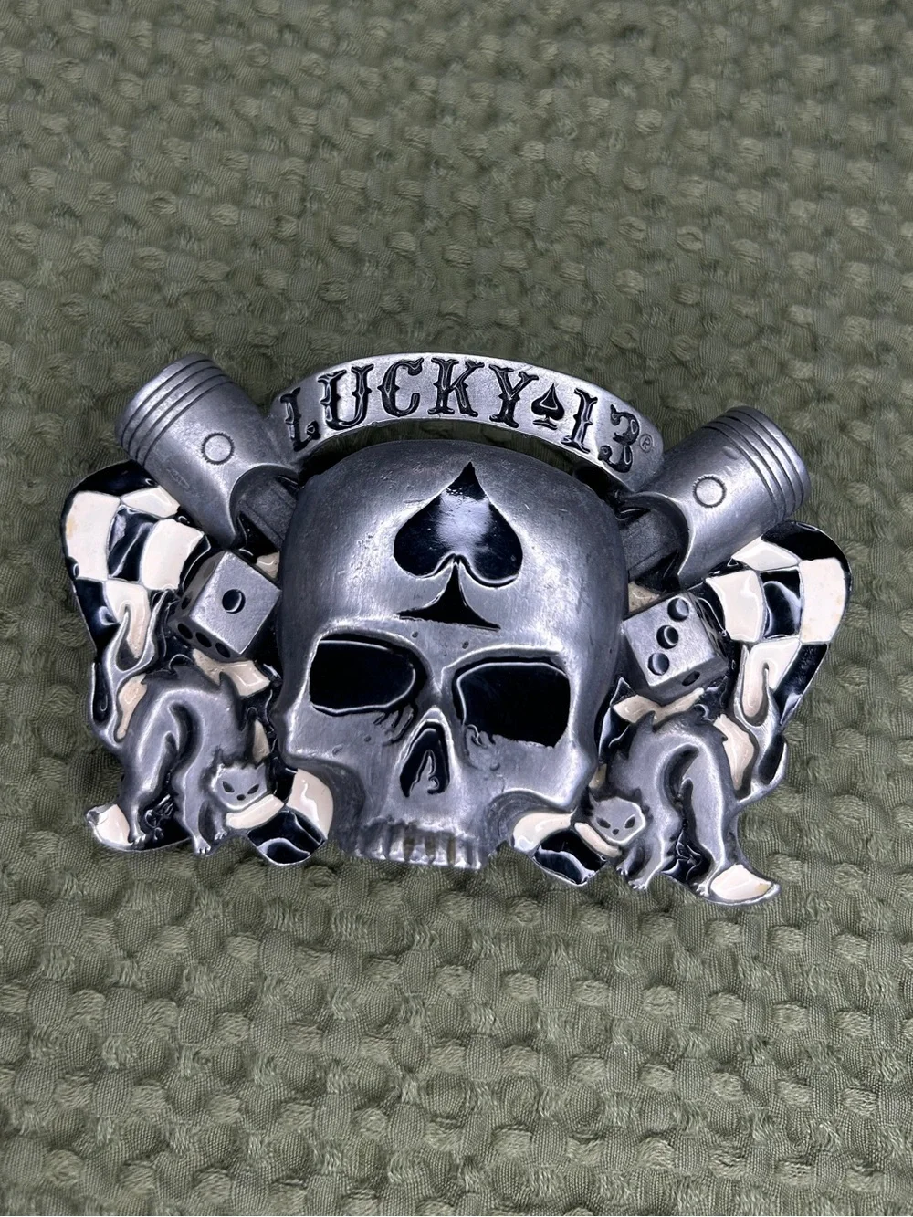 Vintage LUCKY 13 Skull Belt Buckle